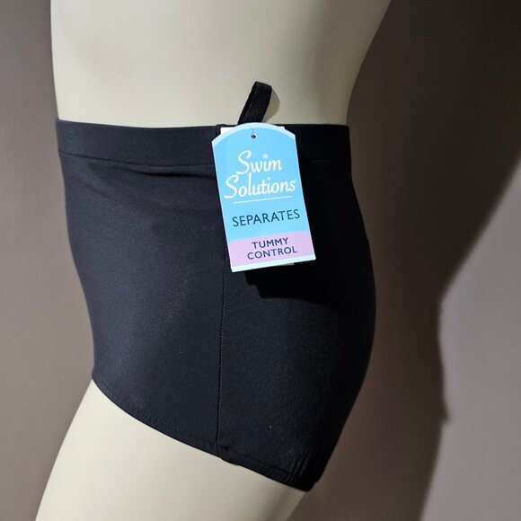 Swim Solutions Plus Size Mid-Rise Tummy-Control Bikini Bottoms - Picture 3 of 11